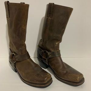 Frye Women’s Brown Leather Harness Moto Western Boots Size 8